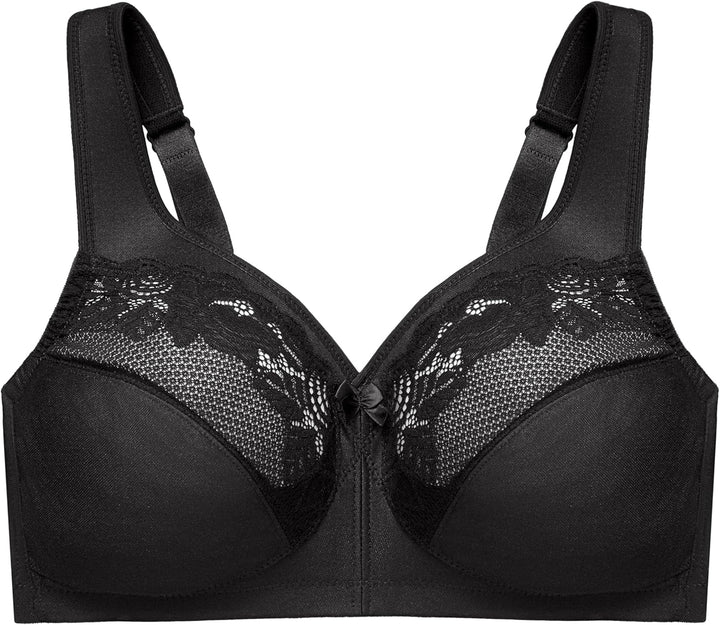 Glamorise Damen Bügelloser MagicLift-Stütz-Minimizer-BH 95D Schwarz, 95D Schwarz