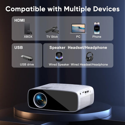 Native 1080P 5G WiFi Beamer, AKATUO Bluetooth 5.1 Videoprojektor, 4K Unterstützt 8000L, Kompatibel m