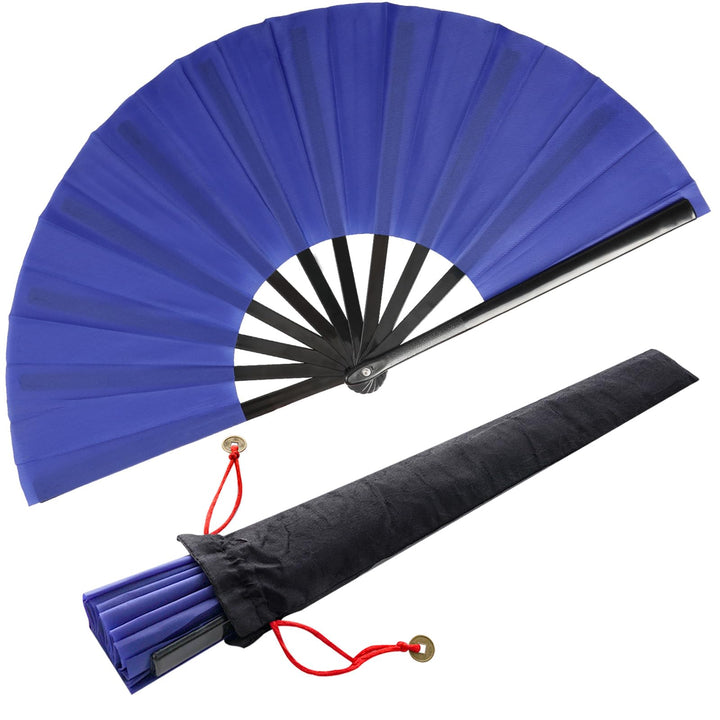 2 Stück Grosse Faltbare Seide Hand Fächer Chinesischer Tai Chi Faltender Handfächer Nylon Tuch Chine