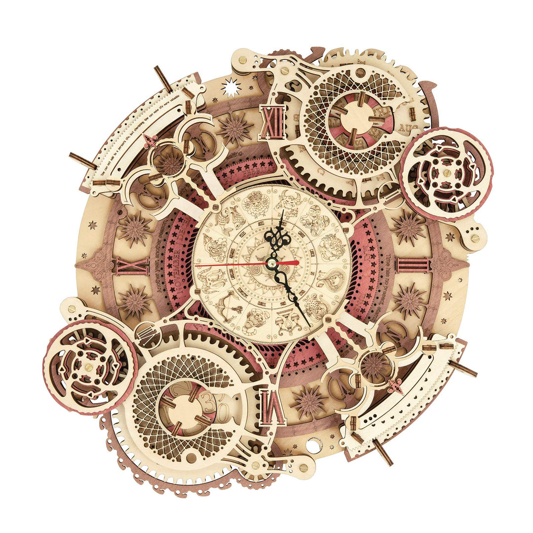 ROKR 3D Holzpuzzle Tierkreis Mauer Uhr für Erwachsene Kinder über 14 Jahre Holzbauset Retro Dekorati