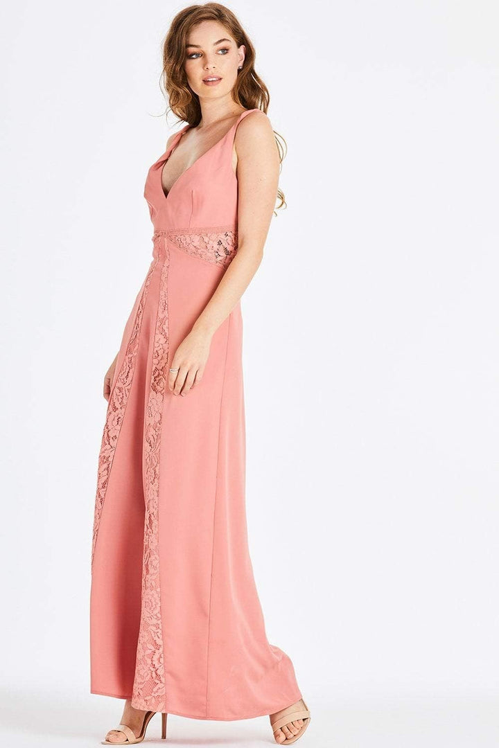 Little Mistress Damen Miranda Lace Plunge Maxi Dress Kleid, Orange (Desert Flower 001), 36 (Herstell