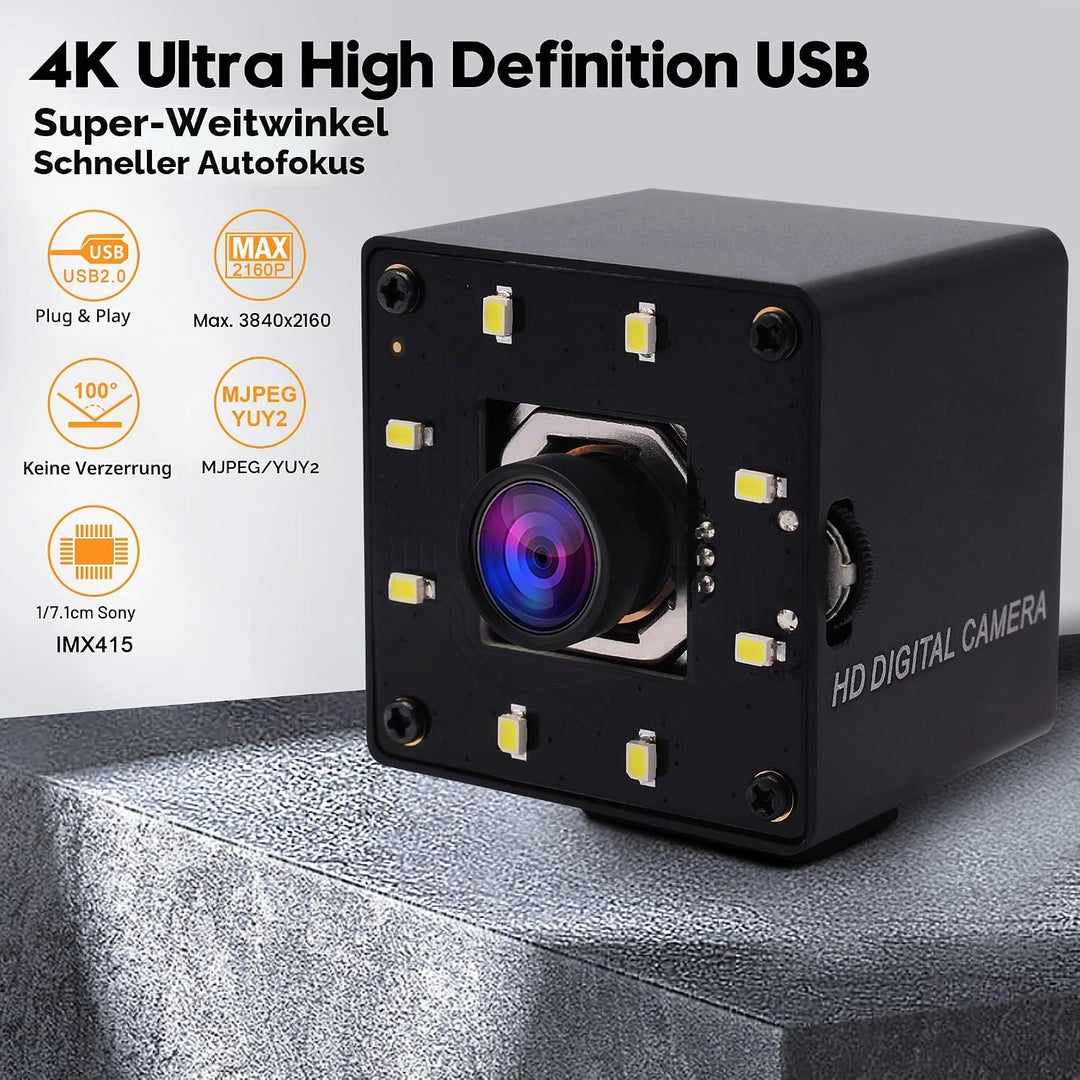SVPRO Autofokus 4K USB Kamera 30pfs UHD Computer Kamera IMX415 Sensor, 100° No Distortion Objektiv M