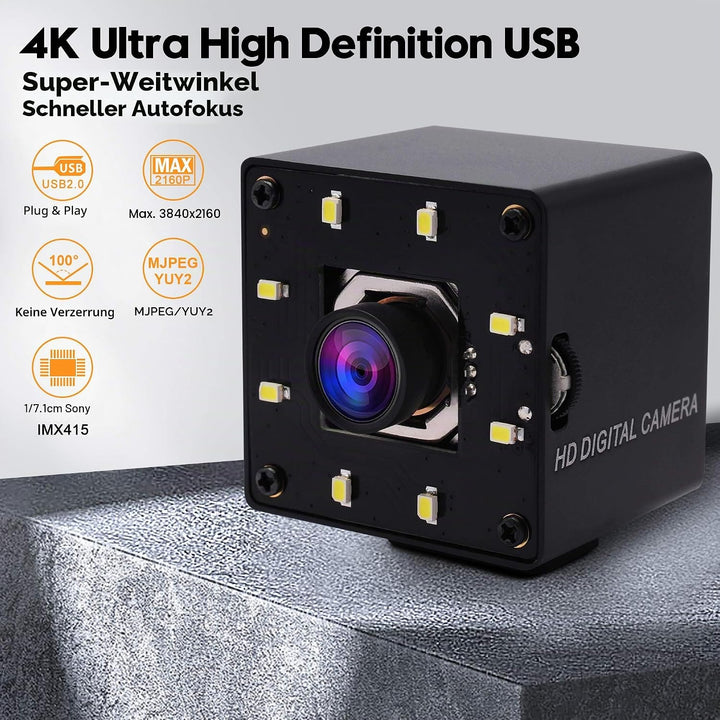 SVPRO Autofokus 4K USB Kamera 30pfs UHD Computer Kamera IMX415 Sensor, 100° No Distortion Objektiv M
