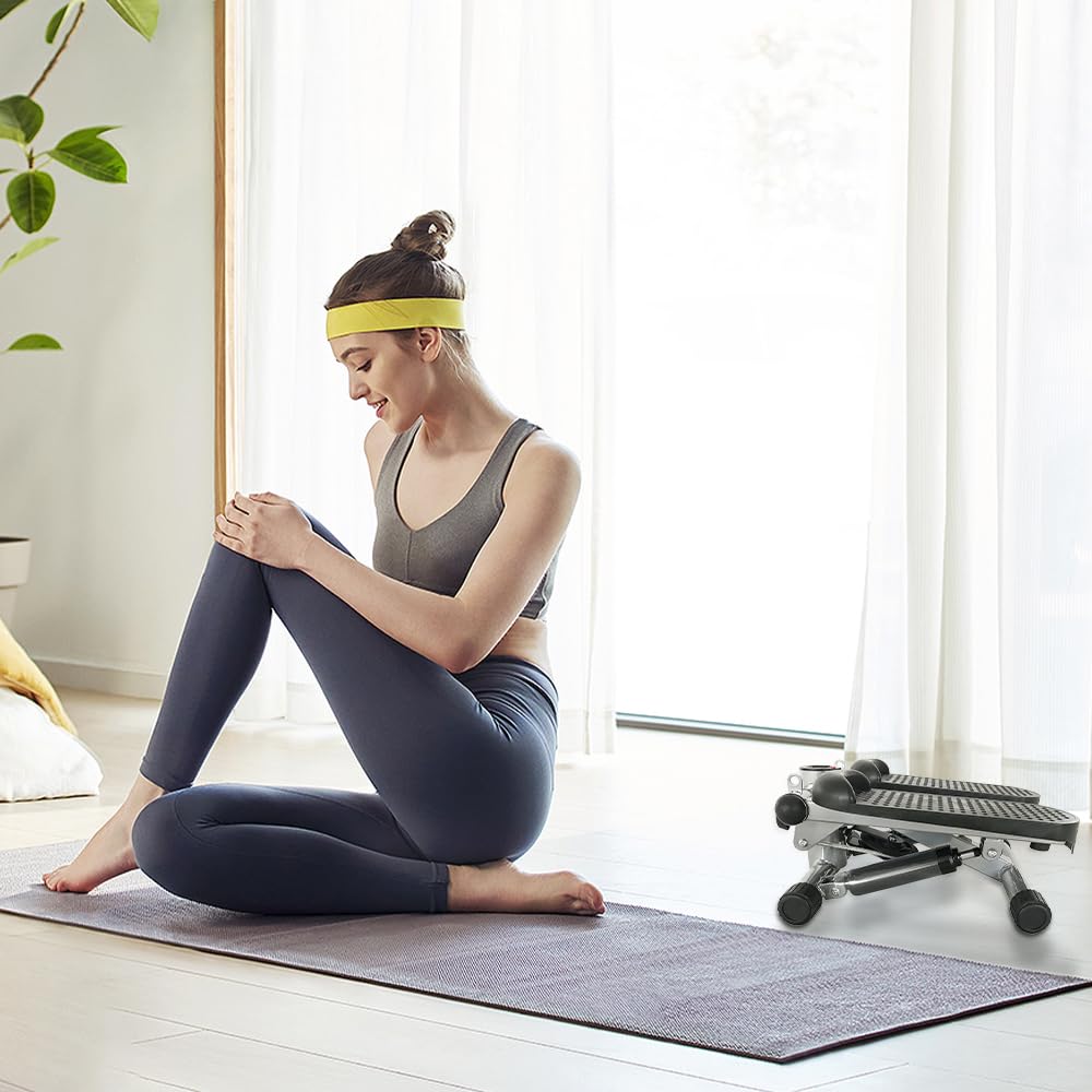Stepper 2-in-1 mit elastischen Seilen, Mini-Stepper für Wohnung mit Display, multifunktional, Steppe