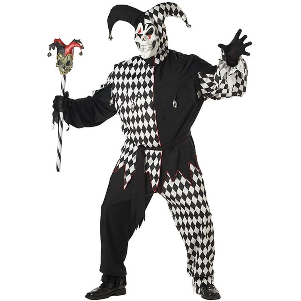Generique - Böser Clown-Kostüm für Herren Harlekin Halloween-Kostüm schwarz-weiss - XXL, XXL