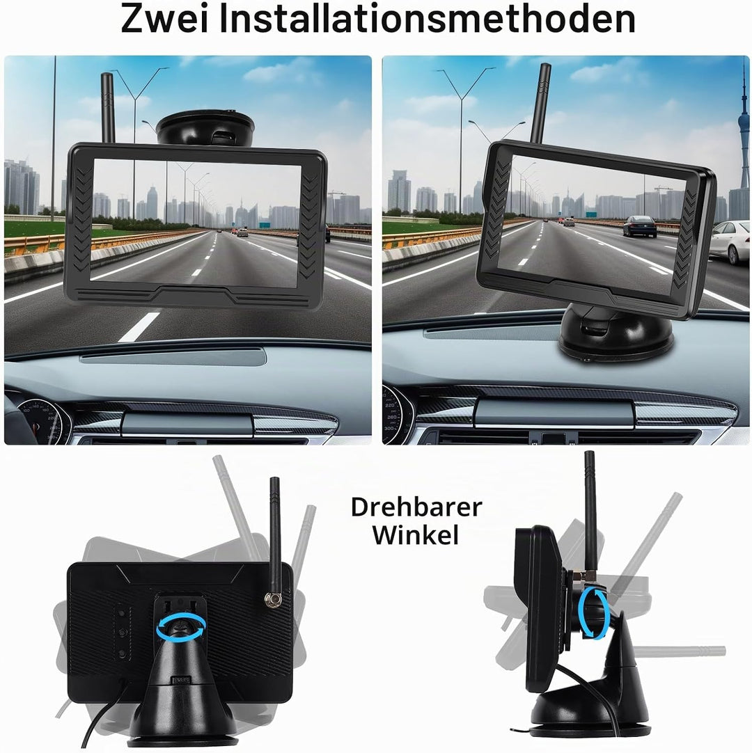 Hodozzy Digital Wireless Rückfahrkamera Set mit 5 Zoll IPS Bildschirm Monitor, AHD Reverse Camera Na