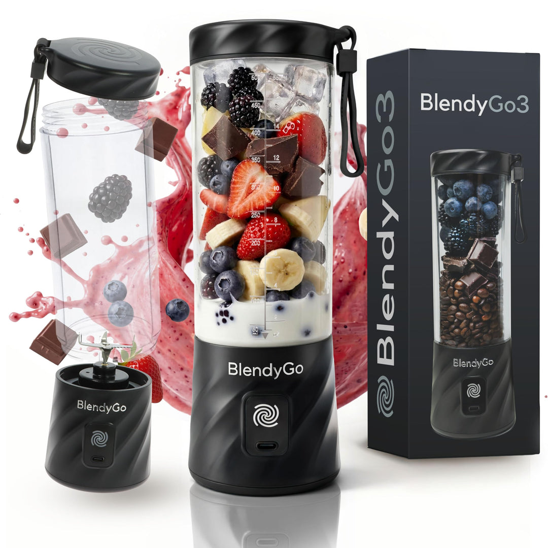 BlendyGo 3® Mixer Smoothie Maker, Smoothie Mixer Klein, Mini Portable Blender, Tragbarer Mixer USB,