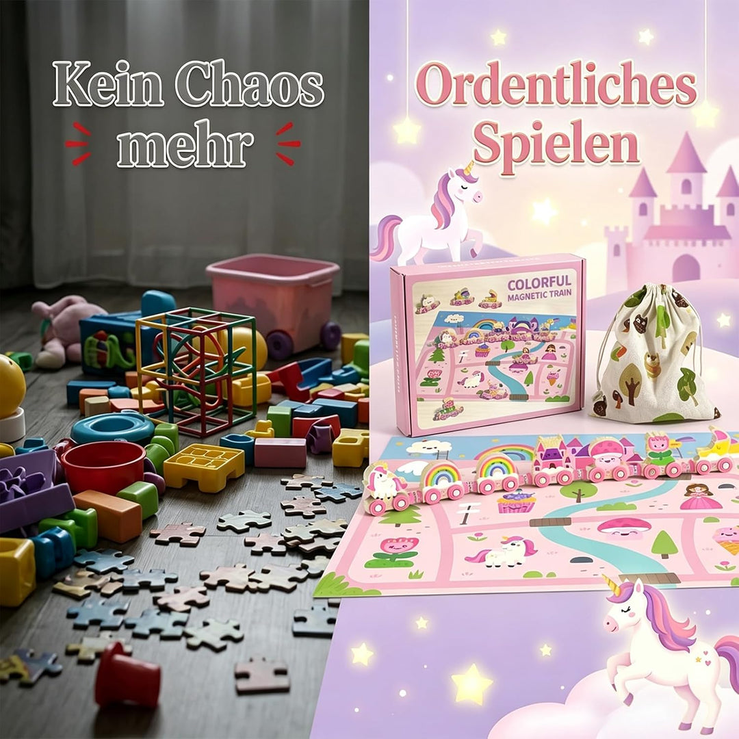 Einhorn Geschenke für Mädchen 1 2 3 4 Jahre: Magnetic Zug Holzspielzeug Prinzessin, Montessori Lerns