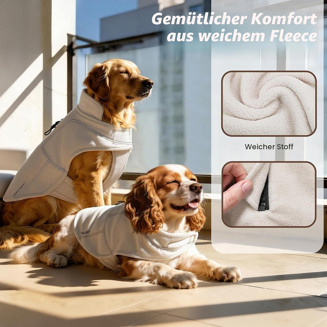 VIVAGLORY Softpad Wintermantel Hund, Hundemantel Fleecemantel Hund, Fleecejacke mit Bauchschutz, Fle