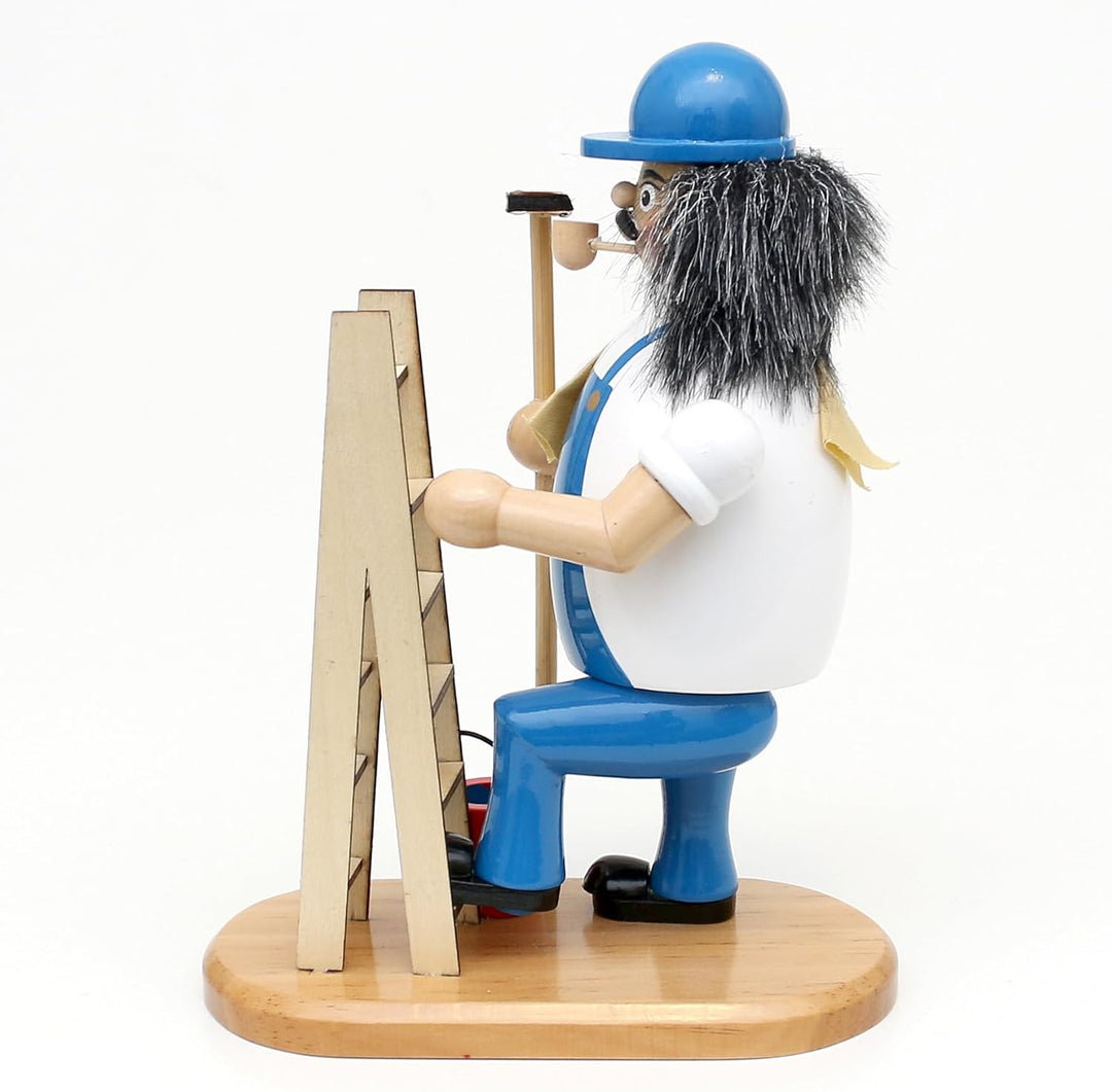 Dekohelden24 Rauchfigur, Räucherfigur, Räuchermännchen, Räuchermann als Fensterputzer mit Fensterwis