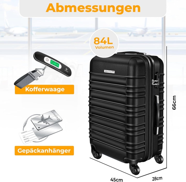 KESSER® Reisekoffer Mittlerer Hartschalen-Koffer Inkl. Kofferwaage + Gepäckanhänger Trolley Gepäck R