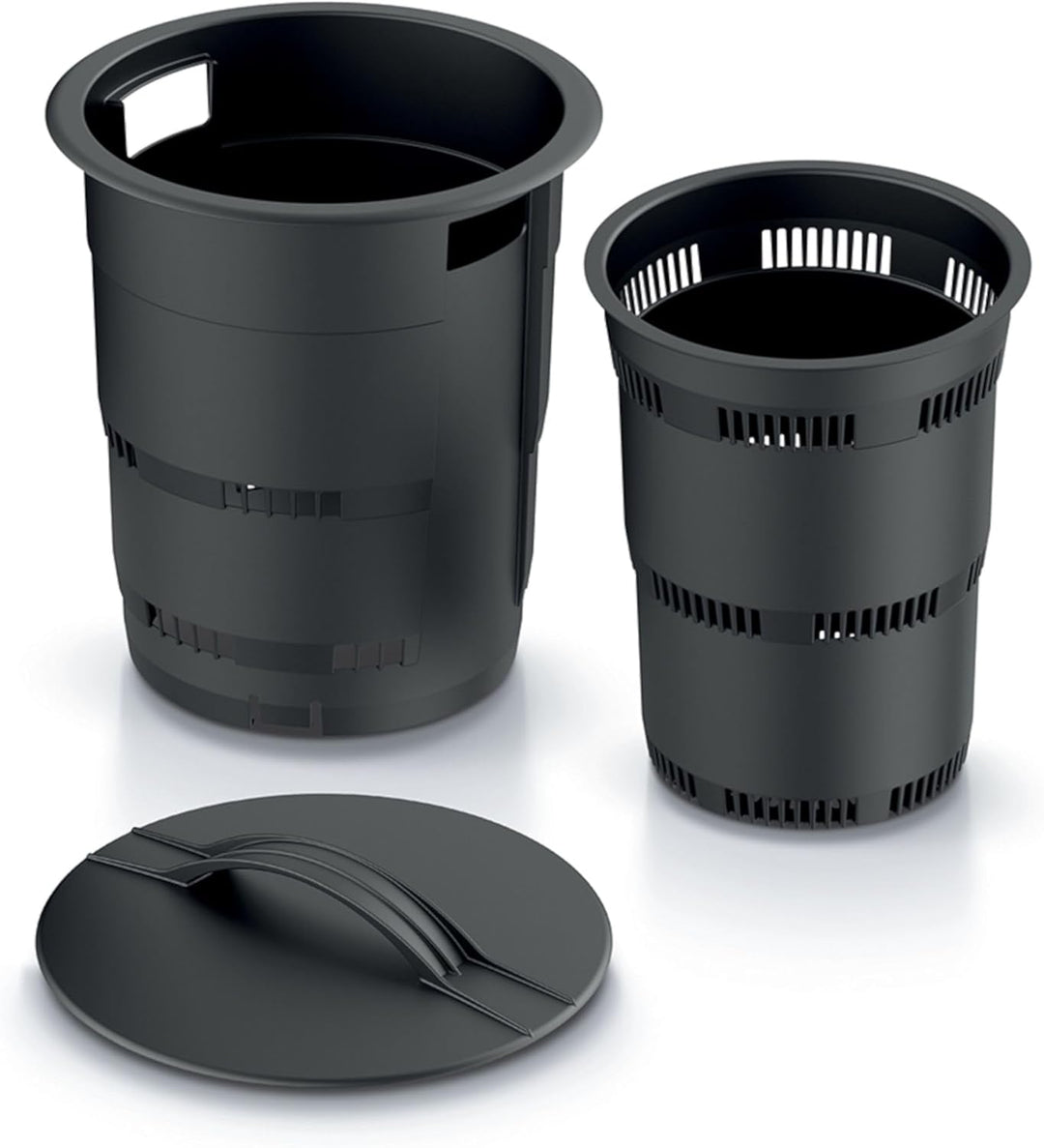 Set 6X Komposter Unterirdischer Garten 11 L Anthrazit Kunststoff H 53 cm modularer Komposteimer Bio