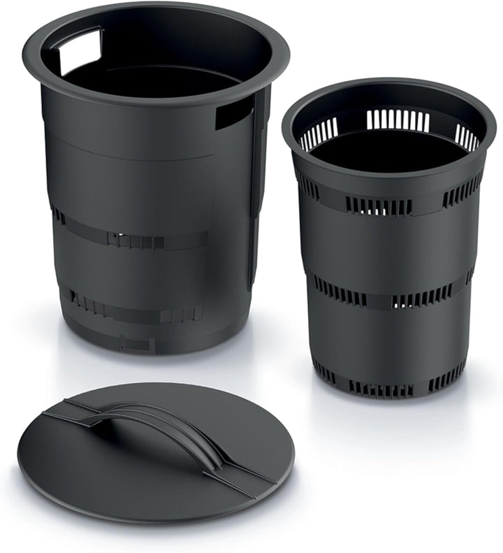 Set 6X Komposter Unterirdischer Garten 11 L Anthrazit Kunststoff H 53 cm modularer Komposteimer Bio