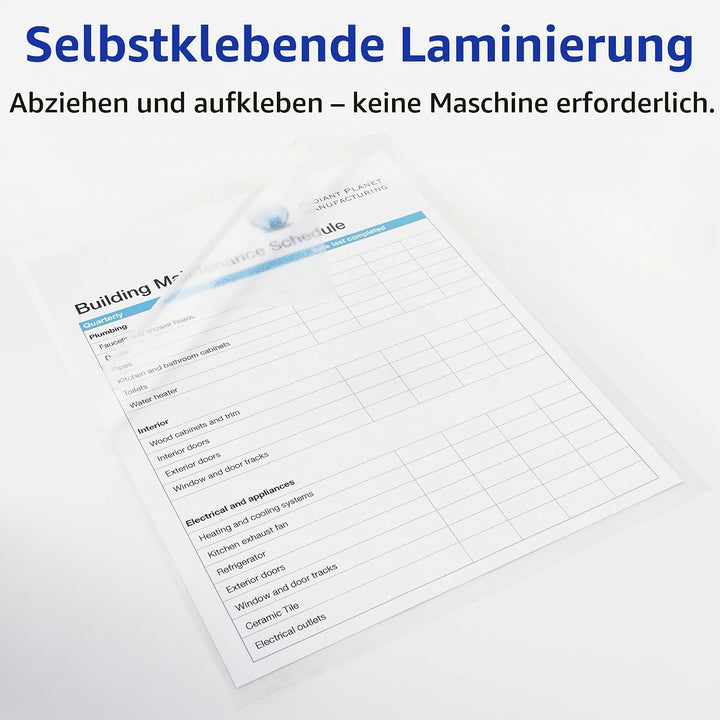 Clear Self-Adhesive Laminating Sheets, 3 mil, 9 x 12, 50/Box