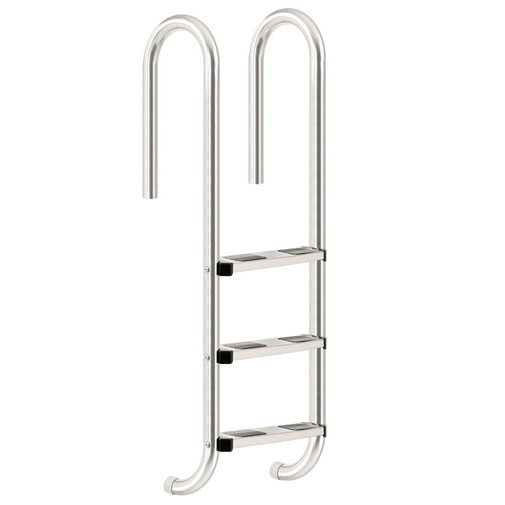 Zelsius V2A Edelstahl Poolleiter mit 3 Stufen | 50 x 26,5 x 132 cm - Silber | mit Rutschsicherung |