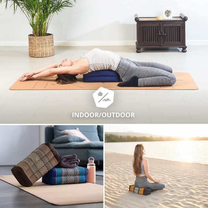 livasia Block Yogakissen eckig einfarbig modern - 17x34x12cm - Meditationskissen Kapok, Stützkissen