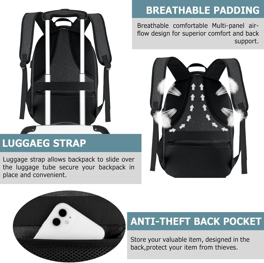 Rucksack Herren, Lunch-Schulrucksack Jungen , 17.3 Zoll Laptoptasche Teenager mit USB Ladeanschluss,