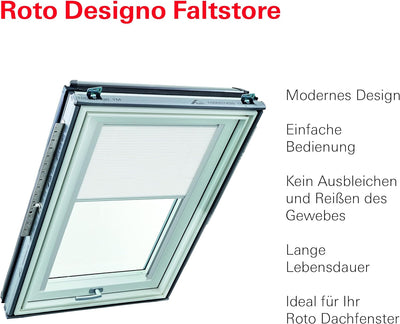 Original Roto Faltstore ZFA Faltrollo für Roto Dachfenster Führungsschiene Silber Plissee für Roto D