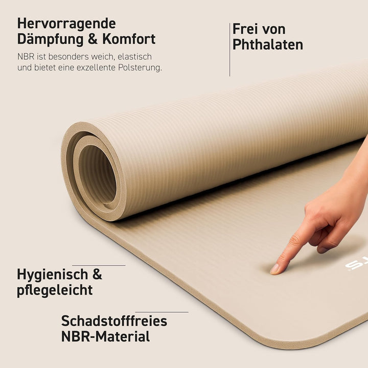 Gymnastikmatte | Yogamatte Premium rutschfest inkl. Tragegurt + Übungsposter + Workout App I Hautfre