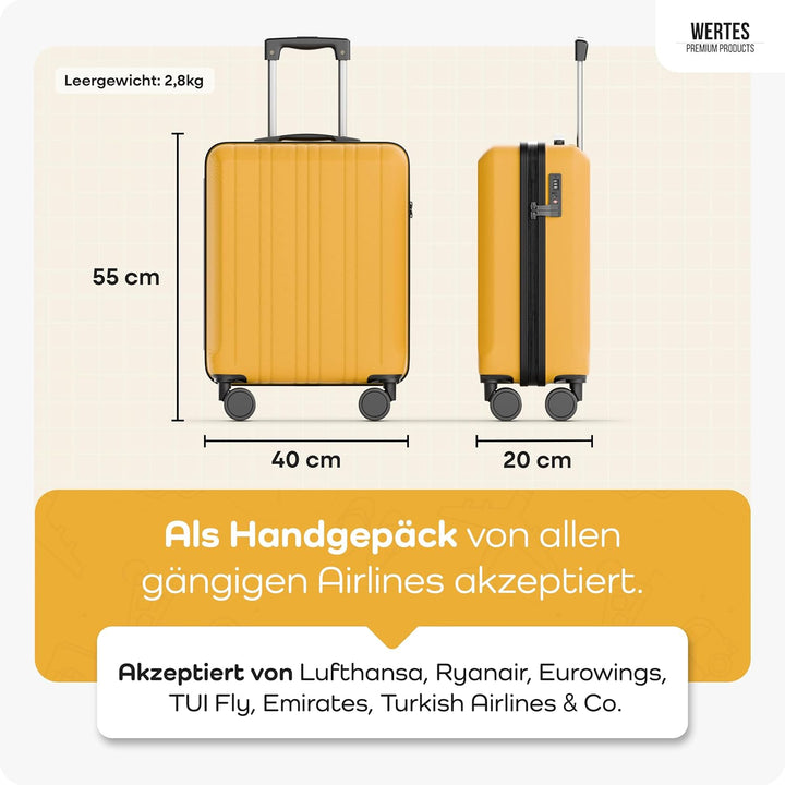 Koffer Set 3 teilig - TSA Schloss Kofferset platzsparend mit Doppelrollen, Reisekoffer, Koffer &amp; Tro