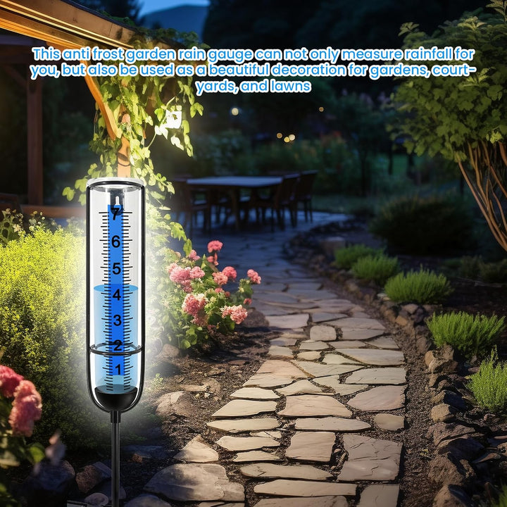 Regenmesser für den Aussenbereich mit Licht, Regenmesser für Garten Frostsicher, Outdoor Regenmesser