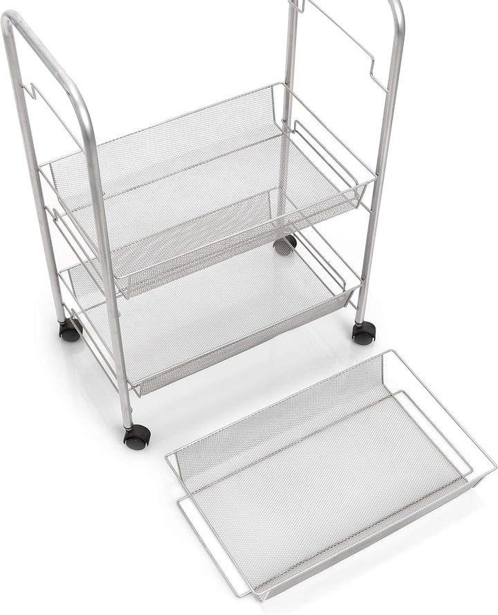 Zeller 17720 Etagen-Rollwagen Mesh 43.5 x 26 x 62.5 cm, grau, 1er Pack, Grau