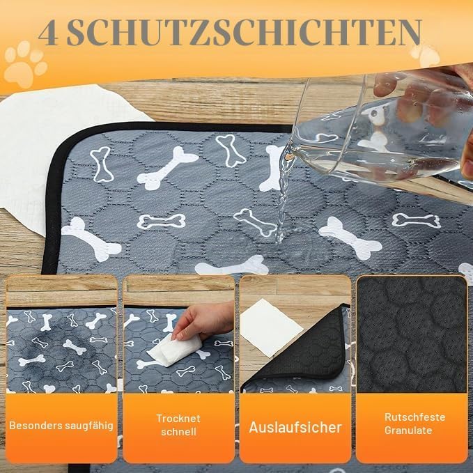 2 Stück Waschbar Haustier-Urinunterlage , 50 x 70 cm Hohe Saugfähigkeit Auslaufsicher Wiederverwendb