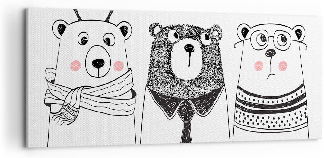 Wandbilder Dekoration Wohnzimmer Spass süss Teddybär Panorama Bilder auf Leinwand 120x50cm Leinwandb