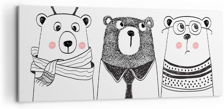 Wandbilder Dekoration Wohnzimmer Spass süss Teddybär Panorama Bilder auf Leinwand 120x50cm Leinwandb