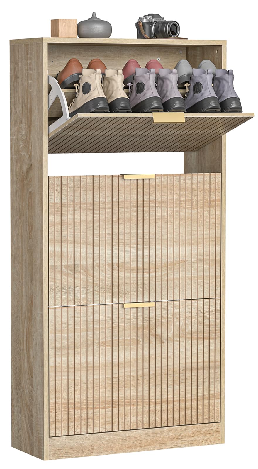 Schuhschrank mit 3 Flip-Schubladen, platzsparender Schuhkipper, Schuhregal, Schuhaufbewahrung, für 1