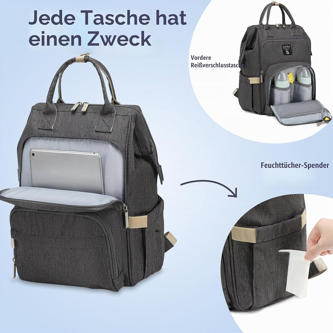 Pomelo Best Baby Wickelrucksack stylische Wickeltasche Rucksack mit Haken wasserdicht multifunktiona