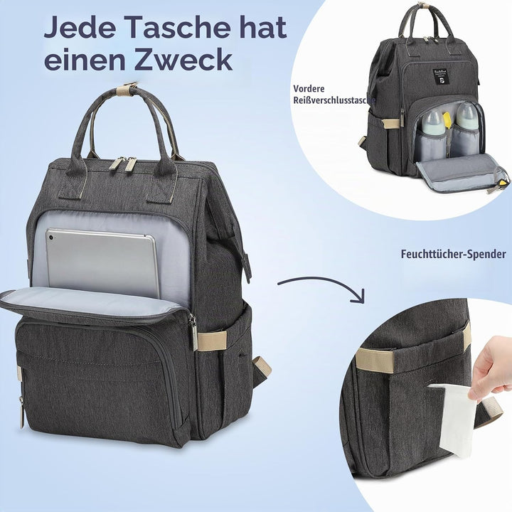 Pomelo Best Baby Wickelrucksack stylische Wickeltasche Rucksack mit Haken wasserdicht multifunktiona