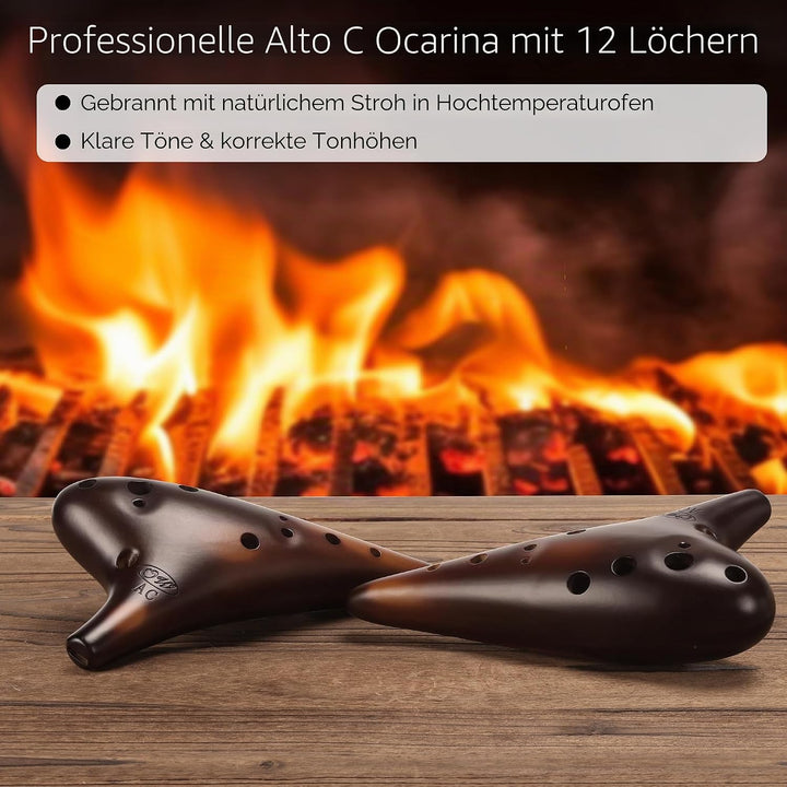 "Forest Whisper" 12-Loch-Tenor-Okarina, klassisch, StrawFire, Sammlerstück, Alto C