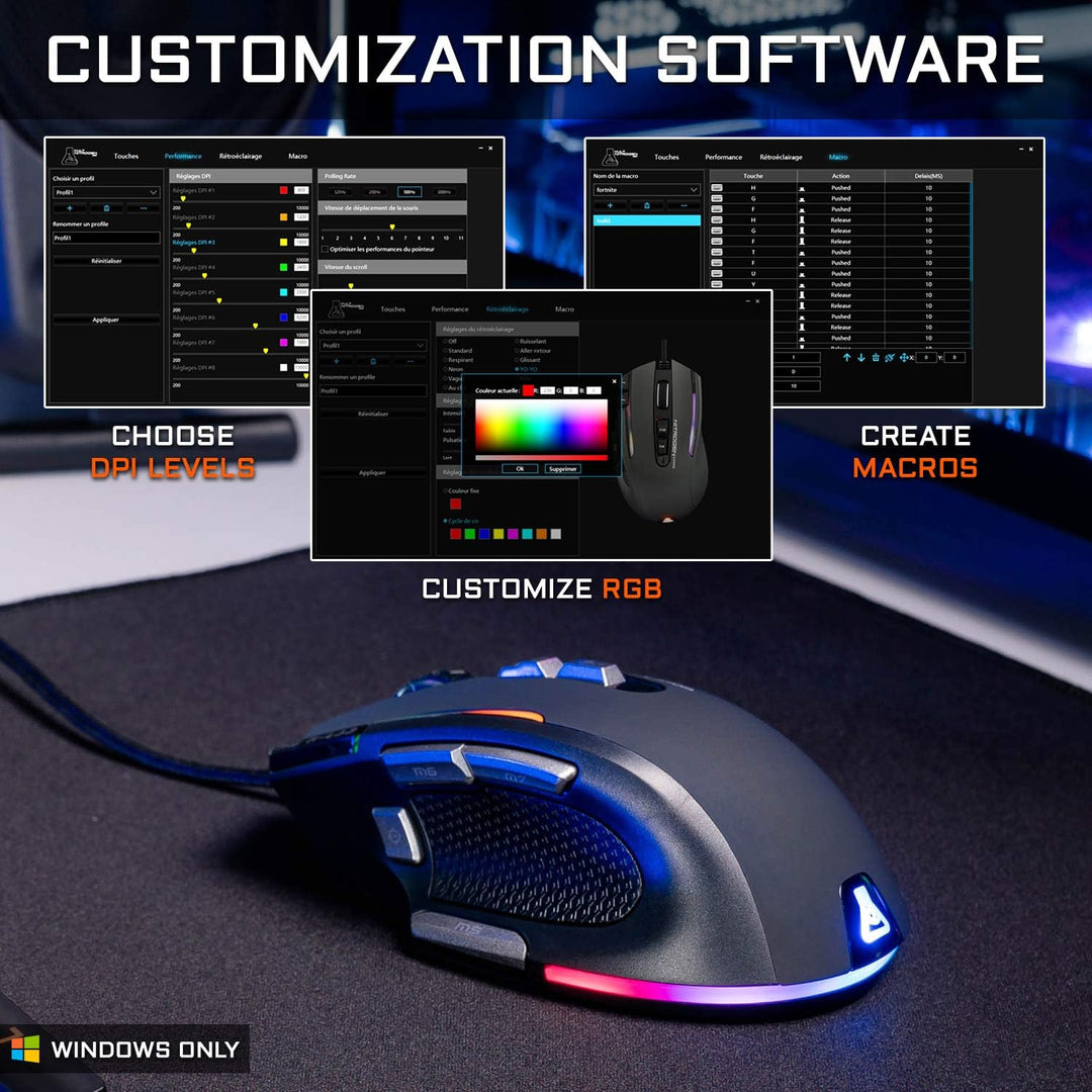 THE G-LAB Kult Nitrogen Atom Hochpräzise kabelgebundene Gaming-Maus - Optischer 4800 DPI Sensor, RGB