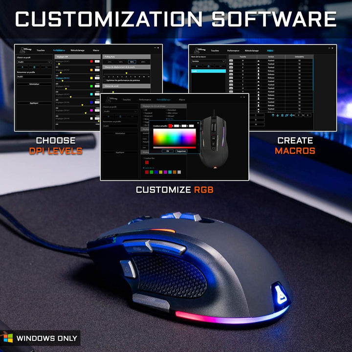 THE G-LAB Kult Nitrogen Atom Hochpräzise kabelgebundene Gaming-Maus - Optischer 4800 DPI Sensor, RGB