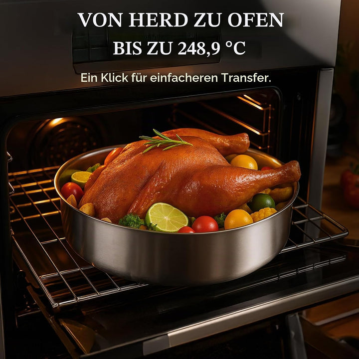 JEETEE Tri-Ply Edelstahl Topfset 18 Pcs, Kochtopf Set Antihaft mit abnehmbarem Griff, Hybrid Töpfe S