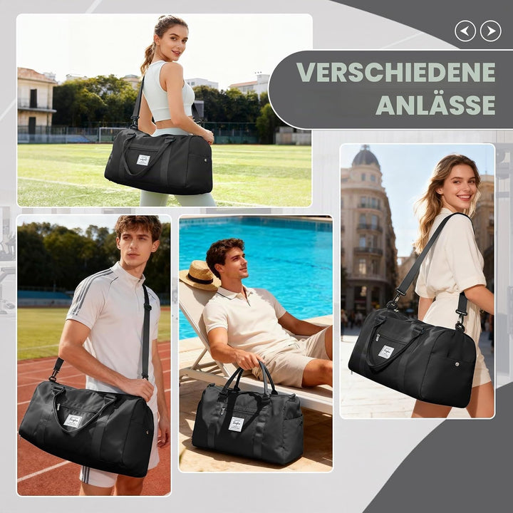 WEPLAN Sport Duffel Bag Damen Herren Sporttasche mit Schuhfach &amp; Nassfach Reisetasche Handgepäck Tas
