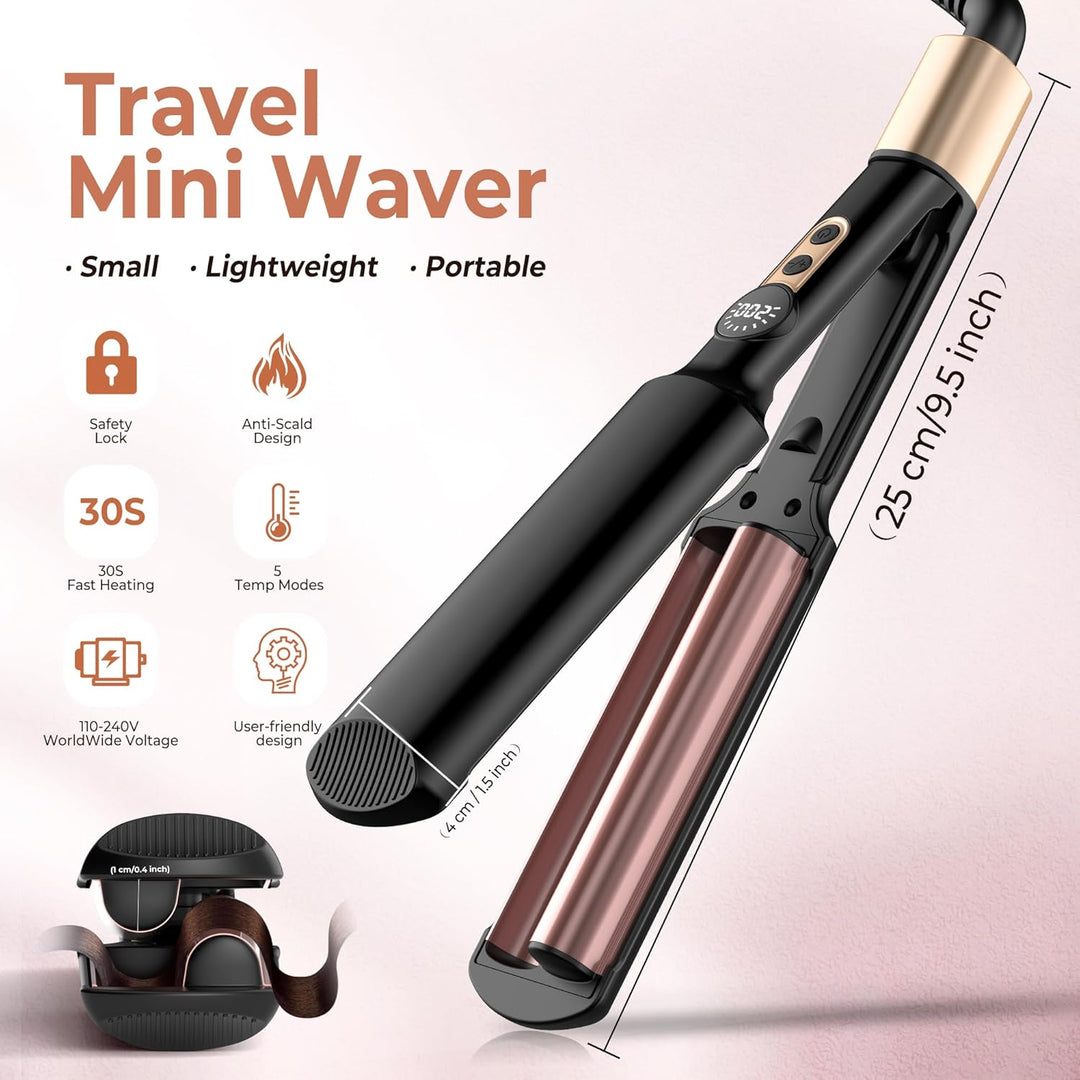 Welleneisen für Haare - UKLISS Pro Mini Welleneisen, LCD-Anzeige 120-210℃, Mermaid Hair Waver für We