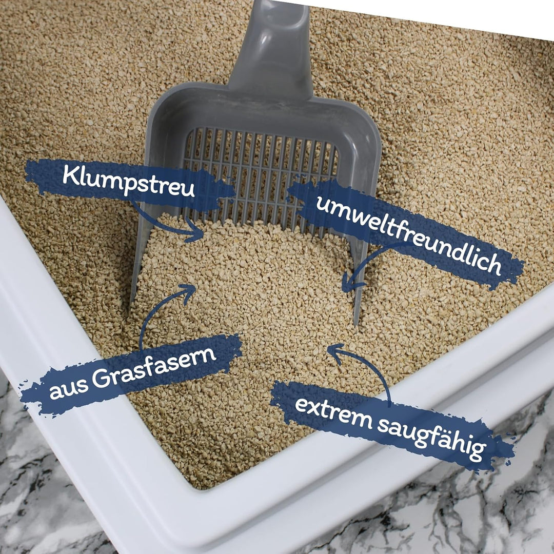 Lyra Pet® | 3 x 10 Liter Lyra Power Grasfaser Klump Katzenstreu + 2 Mäuse | Natürliche, biologisch a