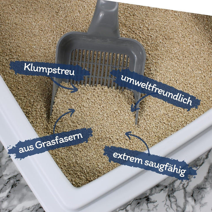 Lyra Pet® | 3 x 10 Liter Lyra Power Grasfaser Klump Katzenstreu + 2 Mäuse | Natürliche, biologisch a