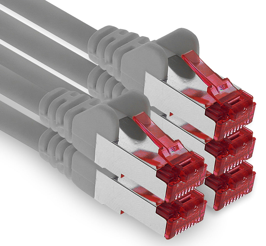 1aTTack.de - 5x 10m CAT6 Patchkabel S/FTP PIMF Schirmung CAT.6 RJ45 Netzwerkkabel Ethernetkabel DSL