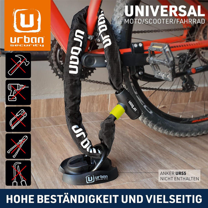 URBAN XK170 Anti-Diebstahl Kette Vorhängeschloss Gehärteter Stahl Scooter und Fahrrad, leicht 170 cm