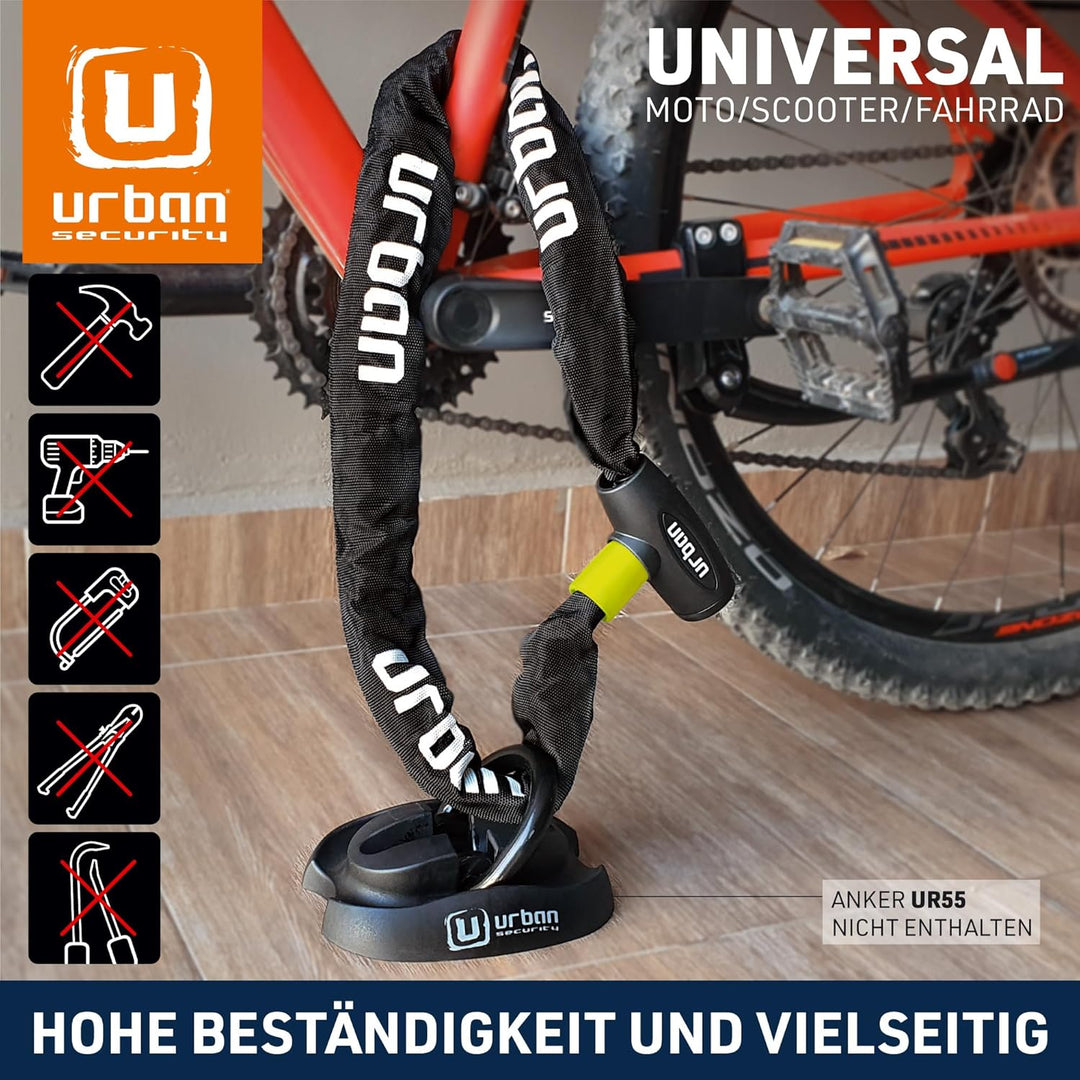 URBAN XK120 Anti-Diebstahl Kette Vorhängeschloss Gehärteter Stahl Scooter und Fahrrad, leicht 120 cm