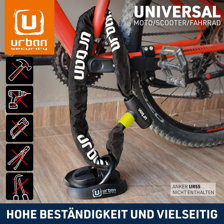 URBAN XK120 Anti-Diebstahl Kette Vorhängeschloss Gehärteter Stahl Scooter und Fahrrad, leicht 120 cm