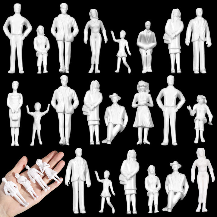 Namalu 50 Miniatur Figuren für Modellbau Stehende und Sitzende Mini Figuren Diorama Unbemalte Weisse