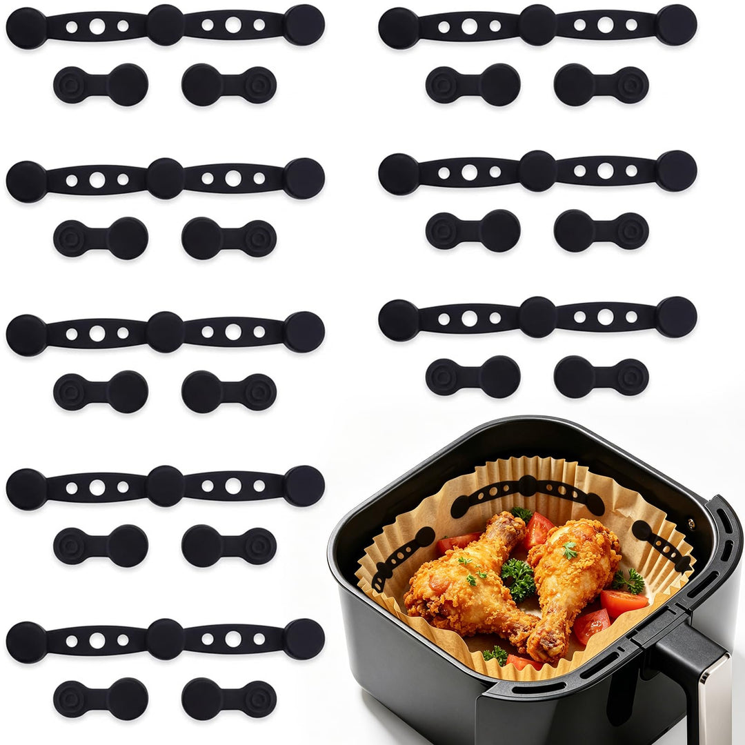 Airfryer Magnete für Backpapier - 24 Stück Magnetische Silikonschnallen für Heissluftfritteusen, Mag