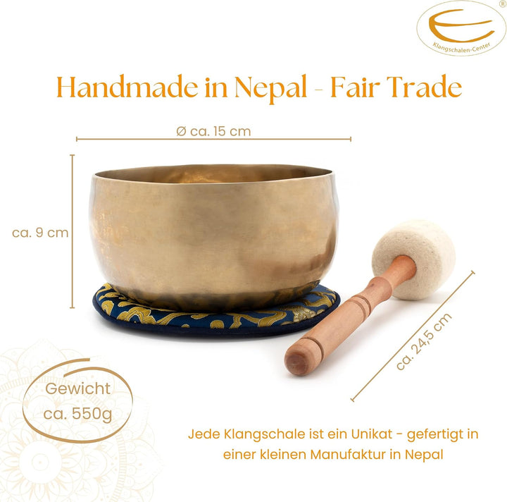 Nepal-Klangschale ca. 500–600g, handgeschmiedet Single, Single