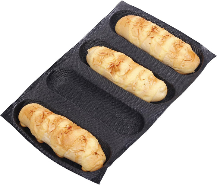 4-Mold Silikon Non-Stick perforiert Backen Matte Form Long Loaf Brot Schimmel 4 Hohlraum Ofen Pan