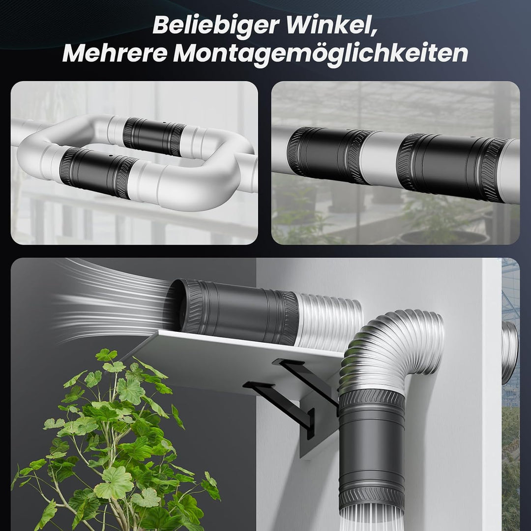 Rohrventilator 100mm – Bidirektionaler Ventilator, 6-Stufen Lüfter, 433MHz Fernbedienung, Inline Abl