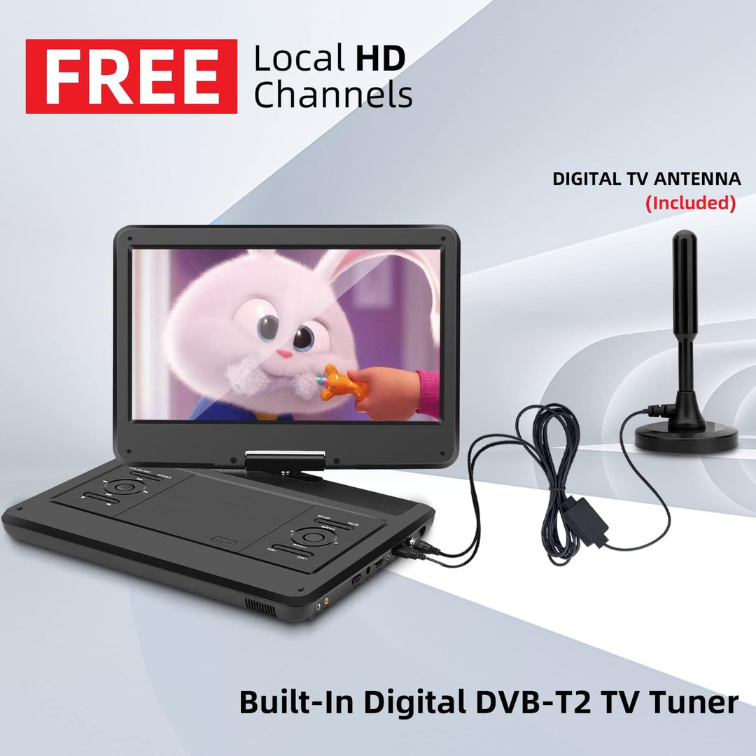 KCR 14-Zoll tragbarer TV/Tragbarer DVD-Player Combo mit HD LED-Drehbildschirm und DVB-T2 digitalem T